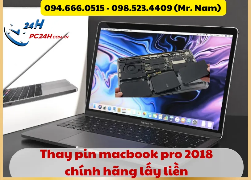 Thay pin macbook pro 2018 chính hãng lấy liền